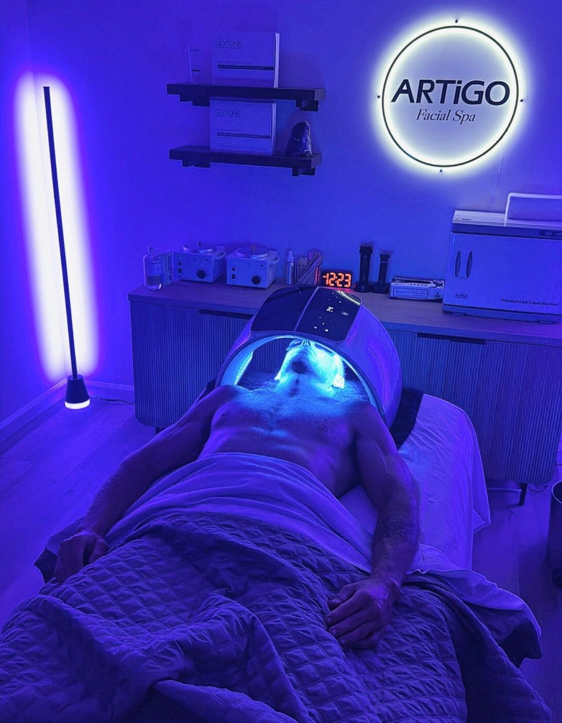 Calming treatment room at Artigo Facial Spa